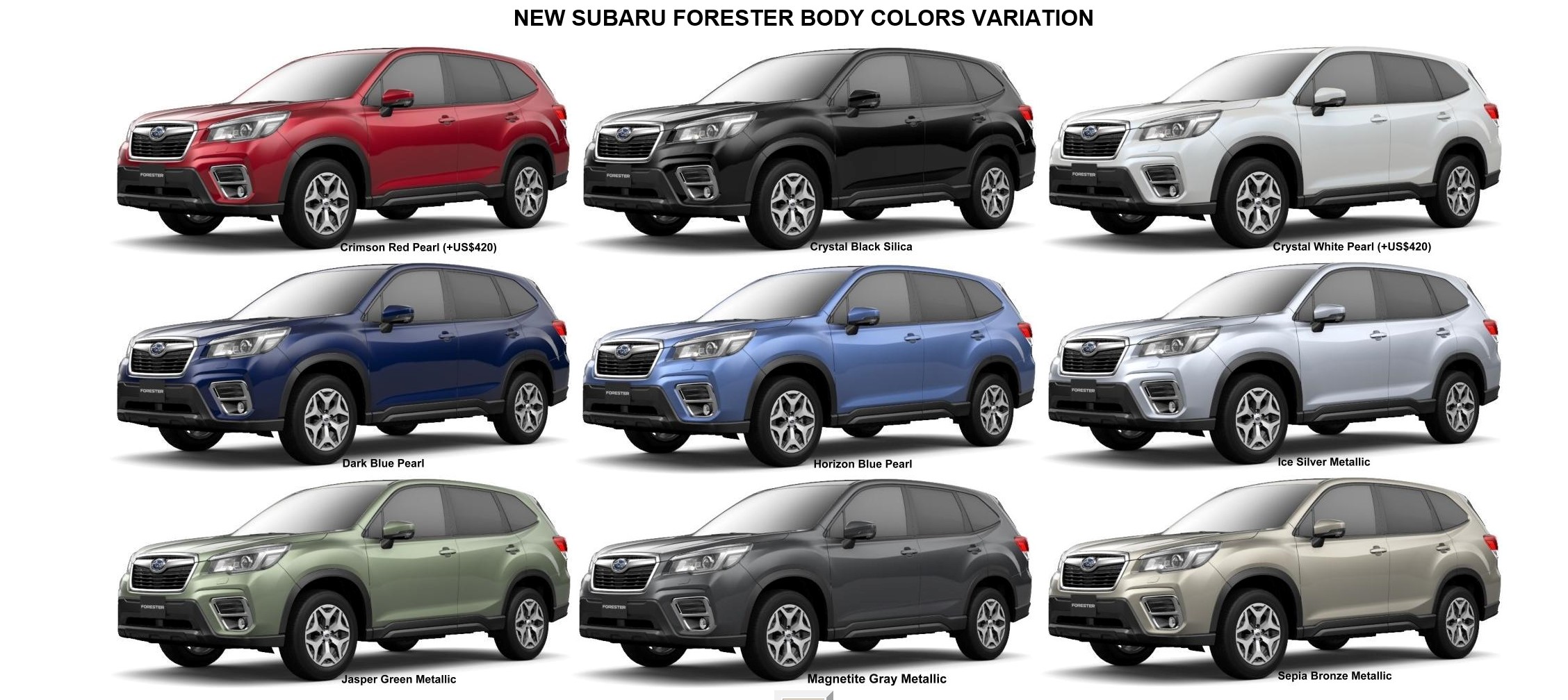 Варианты цвета кузова Subaru Forester